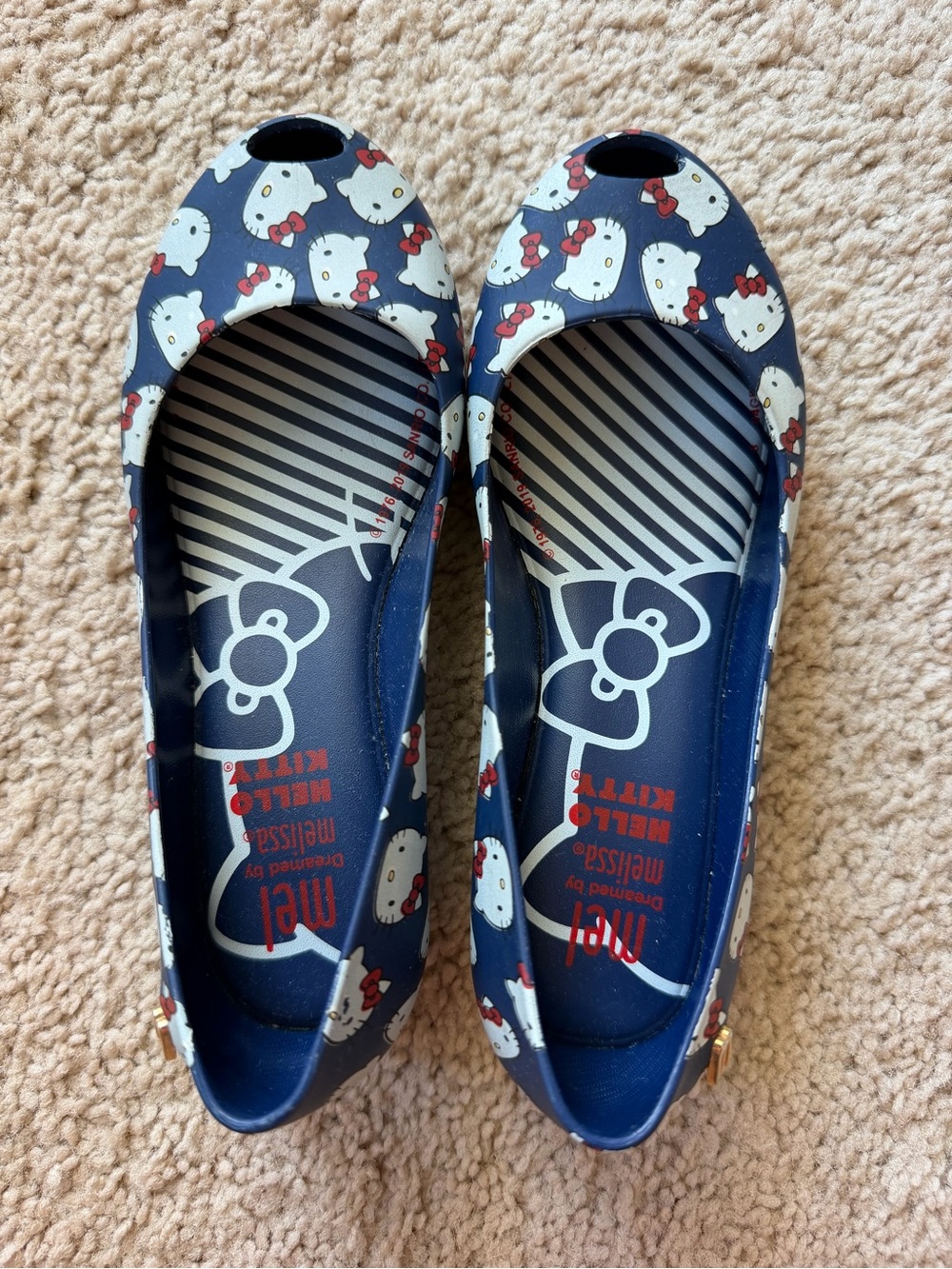 Mini Melissa Navy White Red Hello Kitty Girls Ballet Flats